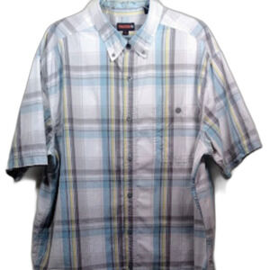 Wolverine Button Down Light Blue plaid short sleeve shirt Mens XXL